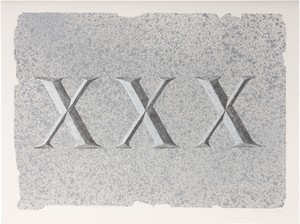 Ed Ruscha, XXX (Dedicated to a Jug of Whiskey), 2021. Acrylic and pencil on museum board, 15 × 20 inches (38.1 × 50.8 cm) © Ed Ruscha