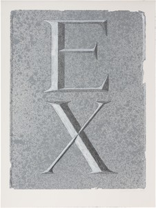 Ed Ruscha, Ex (Dedicated to the Exes of the World), 2021. Acrylic and pencil on museum board, 20 × 15 inches (50.8 × 38.1 cm) © Ed Ruscha