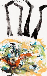 Georg Baselitz, Leneh kentlerah fran, 2020. Oil on canvas, 82 ¾ × 52 inches (210 × 132 cm) © Georg Baselitz 2020. Photo: Jochen Littkemann