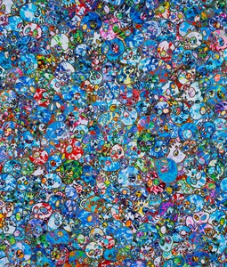 Takashi Murakami, Quiet and Deep Ultramarine, 2020. Acrylic on canvas mounted on aluminum frame, 55 ½ × 47 ¼ inches (141 × 120 cm) © 2020 Takashi Murakami/Kaikai Kiki Co., Ltd. All rights reserved