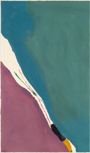 Helen Frakenthaler, Red Travels, 1971. Acrylic and marker on canvas, 109 ⅝ × 64 inches (278.4 × 162.6 cm) © 2021 Helen Frankenthaler Foundation, Inc./Artists Rights Society (ARS), New York. Photo: Rob McKeever