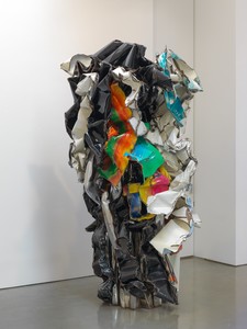 John Chamberlain, Dearie Oso Enseau, 1992. Painted and chrome-plated steel, 98 × 60 × 57 inches (248.9 × 152.4 × 144.8 cm) © 2021 Fairweather &amp; Fairweather LTD/Artists Rights Society (ARS), New York. Photo: Rob McKeever