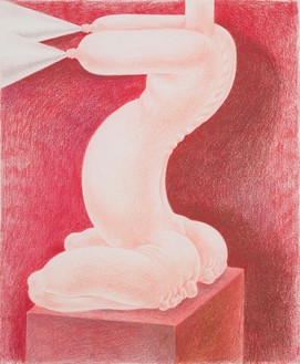 Louise Bonnet, Crouching Sphinx Red Base, 2021 Colored pencil on paper, 17 × 14 inches (43.2 × 35.6 cm)© Louise Bonnet. Photo: Jeff McLane