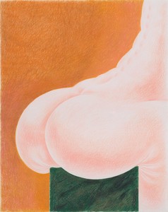 Louise Bonnet, Seated Green Marble, 2021. Colored pencil on paper, 24 × 19 inches (61 × 48.3 cm) © Louise Bonnet. Photo: Jeff McLane