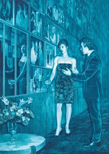 Mark Tansey, Reverb, 2017. Oil on canvas, 84 × 60 inches (213.4 × 152.4 cm) © Mark Tansey. Photo: Rob McKeever