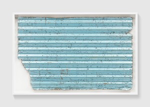 Rachel Whiteread, Untitled (Corrugated Blue), 2017. Colored silver leaf and papier-mâché, 31 ⅞ × 50 ⅜ inches (81 × 128 cm) © Rachel Whiteread. Photo: Prudence Cuming Associates
