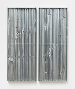 Rachel Whiteread, Untitled (Mirror Mirror), 2021. Resin, aluminum spray, and steel, in 2 parts, overall: 59 ⅞ × 49 ¼ × 3 ⅝ inches (152 × 125 × 9 cm) © Rachel Whiteread. Photo: Prudence Cuming Associates