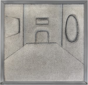 Richard Artschwager, Interior, 1964. Acrylic on Celotex, in metal artist’s frame, 32 ¾ × 33 ⅞ × 1 ¼ inches (83 × 86 × 3 cm) © 2021 The Estate of Richard Artschwager/Artists Rights Society (ARS), New York