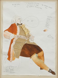 Lubaina Himid, A Fashionable Marriage: The Art Critic, 1986. Watercolor and pencil on paper with newspaper and rubber collage, 29 ⅜ × 21 ⅝ inches (74.5 × 55 cm) © Lubaina Himid. Photo: Prudence Cuming Associates