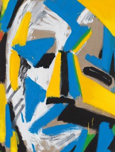 Spencer Sweeney, Head Construct Blue Yellow White, 2021. Oil and charcoal on linen, 40 × 30 ½ inches (101.6 × 77.5 cm) © Spencer Sweeney. Photo: Rob McKeever