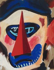 Spencer Sweeney, Carnival Mask, 2020. Oil, distemper, and acrylic on linen, 40 × 30 ½ inches (101.6 × 77.5 cm) © Spencer Sweeney. Photo: Rob McKeever