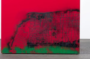 Sterling Ruby, DROP. CIRCULATORY SYSTEM ♥., 2021. Fiberglass, wood, spray paint, and laminate, 120 × 34 × 34 inches (304.8 × 86.4 × 86.4 cm) © Sterling Ruby. Photo: Robert Wedemeyer
