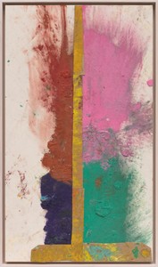 Sterling Ruby, WIDW. CHANGELING., 2021. Acrylic, oil, and cardboard on canvas, 42 × 24 inches (106.7 × 61 cm) © Sterling Ruby. Photo: Robert Wedemeyer
