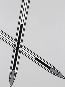 Adam McEwen, Dueling Bics, 2022. Acrylic on canvas, 80 × 59 inches (203.2 × 149.9 cm) © Adam McEwen. Photo: Rob McKeever