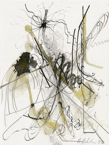 Albert Oehlen, Untitled, 2022. Watercolor and ink on carton, 12 × 9 inches (30.5 × 22.9 cm) © Albert Oehlen