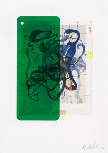 Albert Oehlen, Untitled, 2022. Paper and plastic sheet on paper, 12 × 9 inches (30.5 × 22.9 cm) © Albert Oehlen