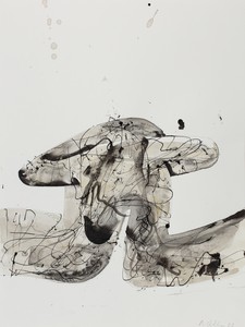 Albert Oehlen, Untitled, 2022. Watercolor, ink, and pencil on paper, 24 × 18 inches (61 × 45.7 cm) © Albert Oehlen. Photo: Stefan Rohner
