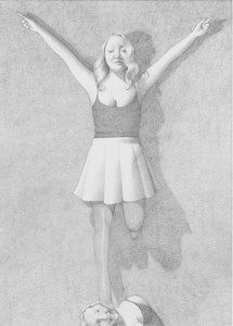 Anna Weyant, Drawing for Sophie, 2021. Pencil on paper, 19 ⅜ × 14 inches (49.2 × 35.4 cm) © Anna Weyant. Photo: Rob McKeever