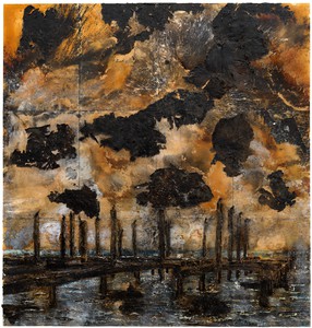 Anselm Kiefer, EXODUS, 2020. Emulsion, oil, acrylic, shellac, and straw on canvas, 27 feet 6 ¾ inches × 24 feet 11 ¼ inches (8.4 × 7.6 m) © Anselm Kiefer. Photo: Georges Poncet
