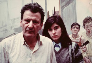 Bruce Bernard, Lucian Freud and daughter Bella with Large Interior in W11 (After Watteau), 1983. Chromogenic print, 10 × 8 inches (25.4 × 20.3 cm) © The Estate of Bruce Bernard (courtesy Virginia Verran)