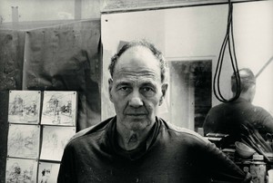 Bruce Bernard, Frank Auerbach in his studio, 21st March, 2000 (posthumously printed 2011). Silver bromide print, 20 × 16 inches (50.8 × 40.6 cm), edition of 25 © The Estate of Bruce Bernard (courtesy Virginia Verran)