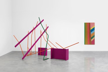 Left: Anthony Caro, Month of May, 1963. Right: Jack Bush, Brown Pole, 1968