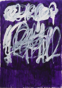 Cy Twombly, Untitled, 2004. Acrylic on canvas, 84 ⅛ × 59 ¾ inches (213.7 × 151.7 cm) © Cy Twombly Foundation. Photo: Jeff McLane