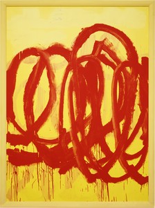 Cy Twombly, Untitled, 2007. Acrylic and pencil on wood panel, in artist’s frame, 104 ¾ × 79 × 2 ½ inches (266.1 × 200.7 × 6.3 cm) © Cy Twombly Foundation