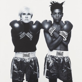 Damien Hirst, Warhol and Basquiat, 2021 Oil on canvas, 36 × 36 inches (91.4 × 91.4 cm)© Damien Hirst and Science Ltd. All rights reserved, DACS 2022. Photo: Prudence Cuming Associates Ltd