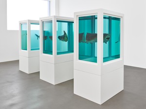 Installation view with Damien Hirst, Myth Explored, Explained, Exploded (1993). Artwork © Damien Hirst and Science Ltd. All rights reserved, DACS 2022. Photo: Prudence Cuming Associates Ltd