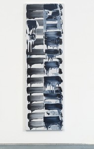 David Reed, #739, 2020–22. Oil and alkyd on polyester, in 2 parts (joined), 76 × 23 inches (193 × 58.4 cm) © 2022 David Reed/Artists Rights Society (ARS), New York. Photo: Rob McKeever