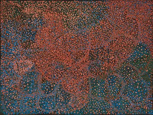 Emily Kame Kngwarreye, Awelye, 1990. Synthetic polymer paint on canvas, 35 ½ × 47 ⅞ inches (90 × 121.5 cm) © ADAGP, Paris, 2022