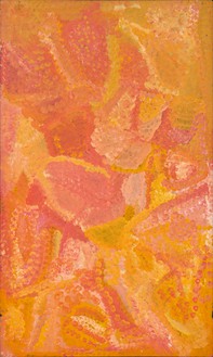 Emily Kame Kngwarreye, Untitled, 1993 Synthetic polymer paint on linen, 59 ½ × 35 ½ inches (151 × 90 cm)© ADAGP, Paris, 2022