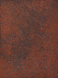 Emily Kame Kngwarreye, Untitled, 1990. Synthetic polymer paint on canvas, 47 ⅞ × 35 ½ inches (121.5 × 90 cm) © ADAGP, Paris, 2022