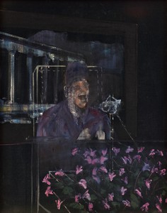 Francis Bacon, ‘Landscape with Pope/Dictator’, c. 1946. Oil on canvas, 55 ⅛ × 43 ¼ inches (140 × 110 cm) © The Estate of Francis Bacon. All rights reserved. DACS 2022