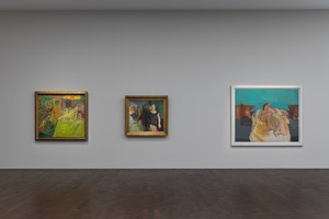 Installation view. Artwork, left to right: © Frank Auerbach, courtesy Geoffrey Parton; © The Estate of Michael Andrews/Tate. Photo: Lucy Dawkins
