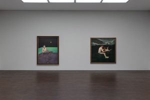 Installation view. Artwork, left to right: © The Estate of Francis Bacon. All rights reserved, DACS 2022; © The Estate of Michael Andrews/Tate. Photo: Lucy Dawkins