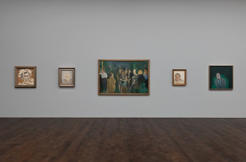Installation view Artwork, left: © Frank Auerbach, courtesy Geoffrey Parton; center left and center right: © The Lucian Freud Archive/Bridgeman Images; center: © The Estate of Michael Andrews/Tate; right: © The Estate of Francis Bacon. All rights reserved, DACS 2022. Photo: Lucy Dawkins
