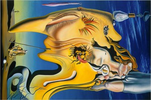 Glenn Brown, You Take My Place in This Showdown (after ‘The Great Masturbator’, 1929 by Salvador Dalí), 1993. Oil on canvas, 84 ⅝ × 126 ¾ inches (215 × 322 cm) © Glenn Brown. By kind permission of the Gala-Salvador Dalí Foundation, Spain