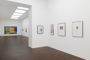 Installation view. Artwork, left to right: © Glenn Brown; © 2022 Romuald Hazoumè and Artists Rights Society (ARS), New York/ADAGP, Paris; © Llyn Foulkes; © Mike Kelley Foundation for the Arts. All rights reserved/Licensed by VAGA, New York; © Man Ray Trust/Artists Rights Society (ARS), New York/ADAGP, Paris, 2022; © John Murphy. Photo: Lucy Dawkins