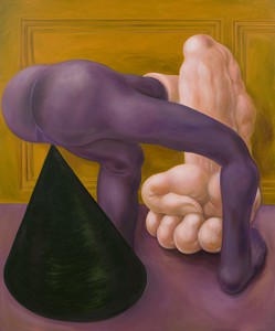 Louise Bonnet, Purple Pantyhose, 2022. Oil on linen, 84 × 70 inches (213.4 × 177.8 cm) © Louise Bonnet. Photo: Jeff McLane
