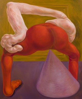 Louise Bonnet, Red Pantyhose, 2022 Oil on linen, 84 × 70 inches (213.4 × 177.8 cm)© Louise Bonnet. Photo: Jeff McLane