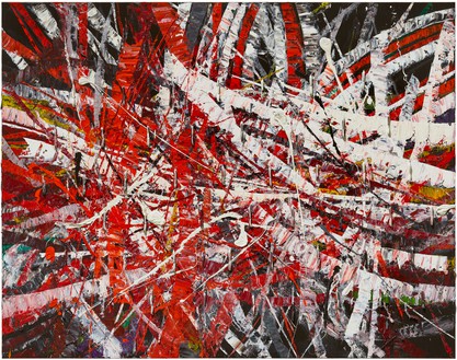 Mark Grotjahn, Untitled (Backcountry Capri 54.74), 2021 Oil on cardboard mounted on linen, 74 ⅜ × 94 ⅜ inches (188.9 × 239.7 cm)© Mark Grotjahn. Photo: Douglas M. Parker Studio