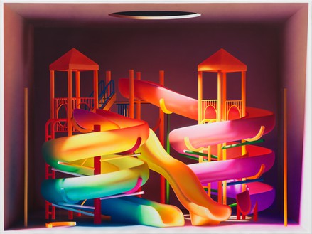 Mehdi Ghadyanloo, Rainbow Talks, 2020 Acrylic on canvas, 59 ⅛ × 78 ¾ inches (150 × 200 cm)© Mehdi Ghadyanloo. Photo: Rob McKeever