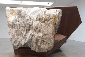 Michael Heizer, Rock/Steel #1, 2021. A588 weathering steel and rock, 11 feet 7 ½ inches × 13 feet 1 inches × 21 feet 3 inches (3.5 × 4 × 6.5 m) © Michael Heizer. Photo: Rob McKeever