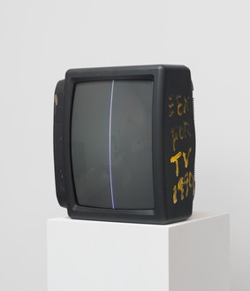 Nam June Paik, Zen for TV, 1963/1990 Manipulated color television and acrylic paint, 19 ½ × 17 × 17 inches (49.5 × 43.2 × 43.2 cm)© Nam June Paik Estate. Photo: Rob McKeever