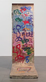 Nam June Paik, Berlin Wall, 2005 Acrylic paint on graffitied segment of the Berlin Wall, 141 ½ × 47 ½ x 83 ½ inches (359.4 × 120.7 × 212.1 cm)© Nam June Paik Estate. Photo: Rob McKeever