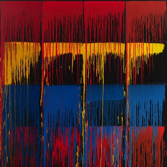 Pat Steir, Small Many, 2021–22 Oil on canvas, 60 × 60 inches (152.4 × 152.4 cm)© Pat Steir. Photo: Elisabeth Bernstein