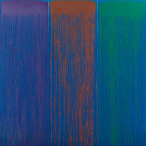 Pat Steir, Small Rainbow, 2021–22. Oil on canvas, 84 × 84 inches (213.4 × 213.4 cm) © Pat Steir. Photo: Elisabeth Bernstein