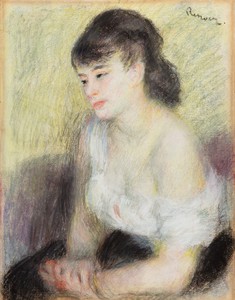 Pierre-Auguste Renoir, Femme assise, 1879. Pastel on paper, 23 × 18 inches (58.4 × 45.7 cm)